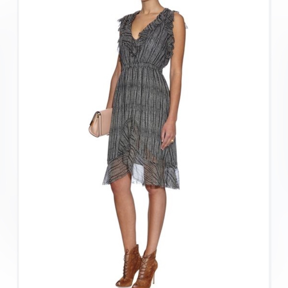L'Agence Sophie Dress - Grey & White Flowy silk- size 6. EUC - Picture 5 of 10